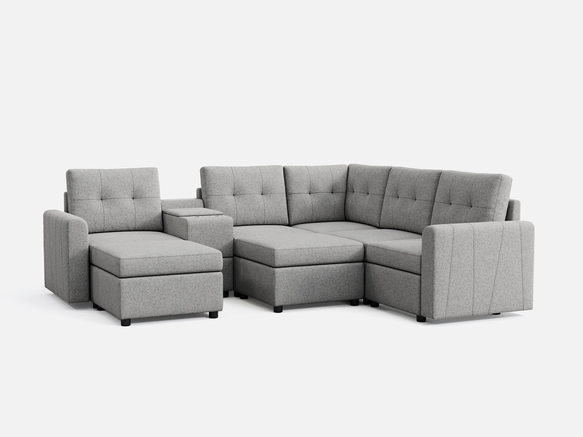 RUBIK III 4 Seats with 2 Ottomans & Corner & Console - LINSY HOME