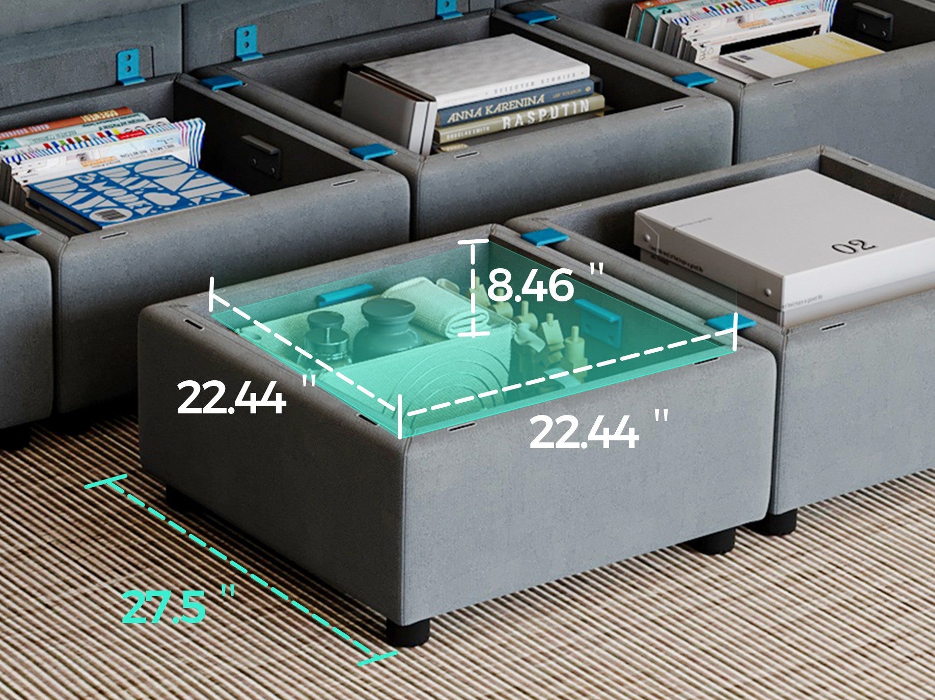 RUBIK III 4 Seats with 2 Ottomans & Corner & Console - LINSY HOME