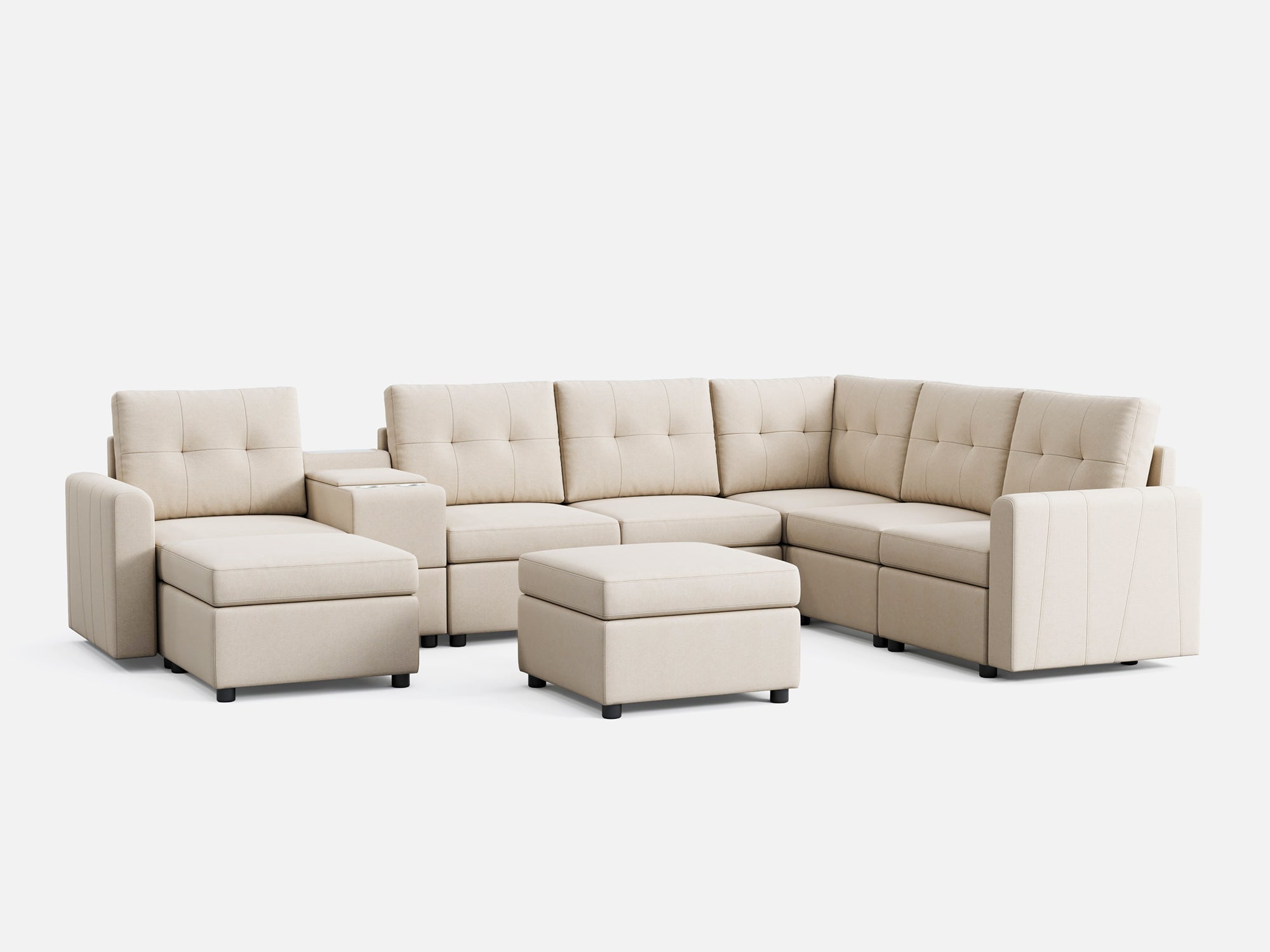 RUBIK III 5 Seats With 2 Ottomans & Corner & Console