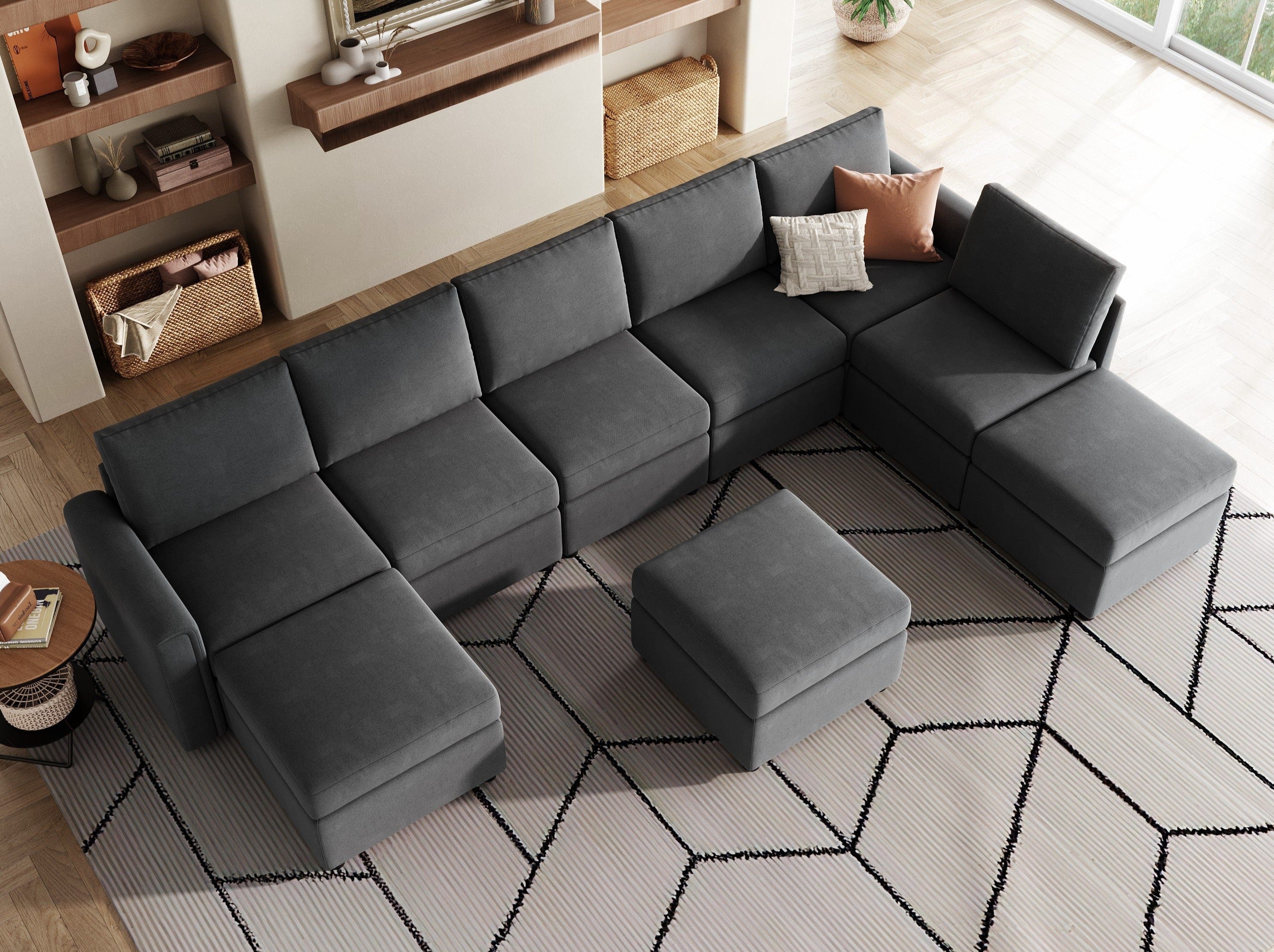 RUBIK I 6 Seats with 3 Ottomans - LINSY HOME